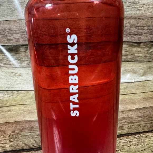 Starbucks Red Glass Tumbler with Silver Lid - Picture 3 of 4